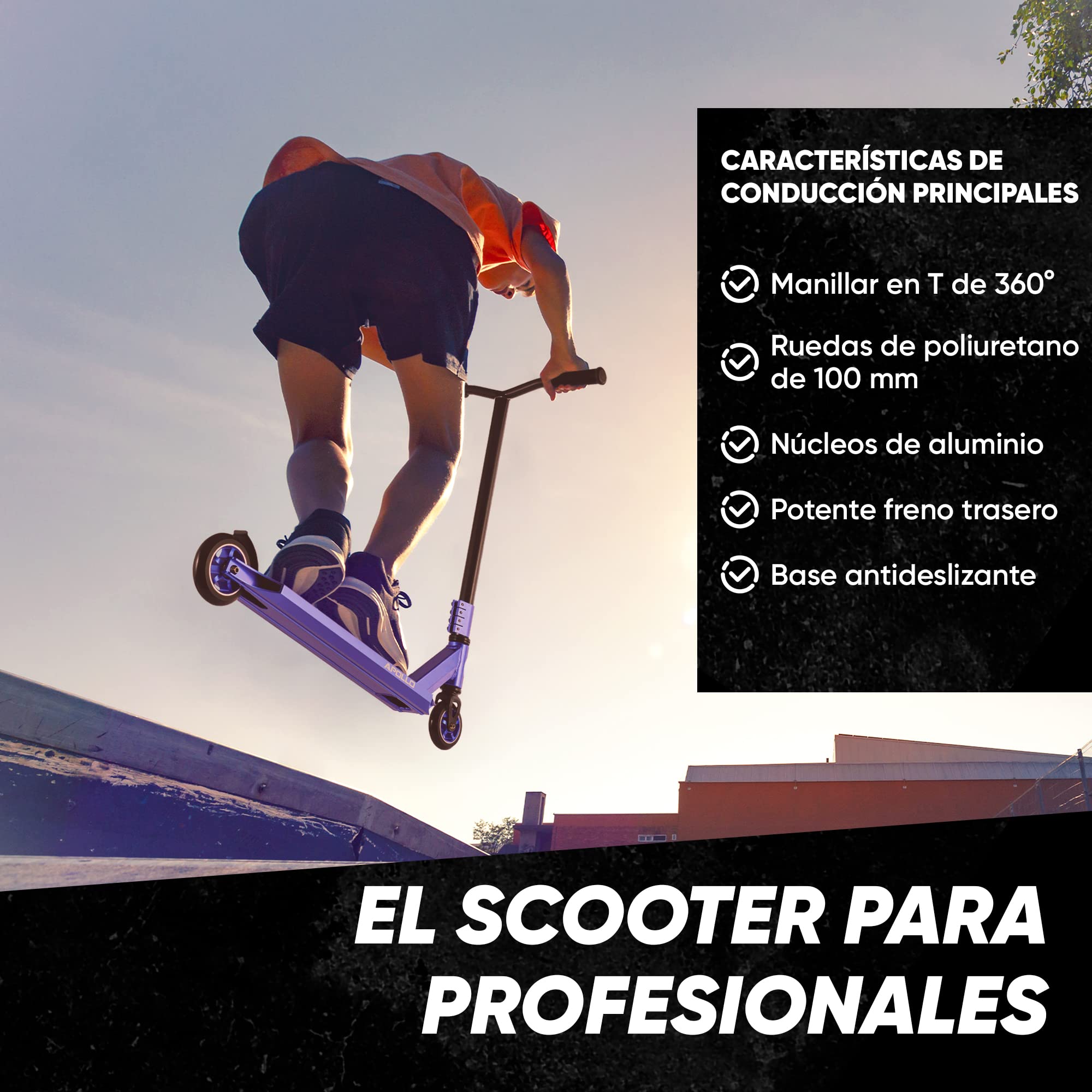 Apollo - Genius Pro Patinete para Trucos | Patinete Niño Rodamientos de Bolas ABEC 9 | Scooter Freestyle | Patinete Acrobático para Niños a Partir de 6 años | Patinete Freestyle Acrobacias y Cruising