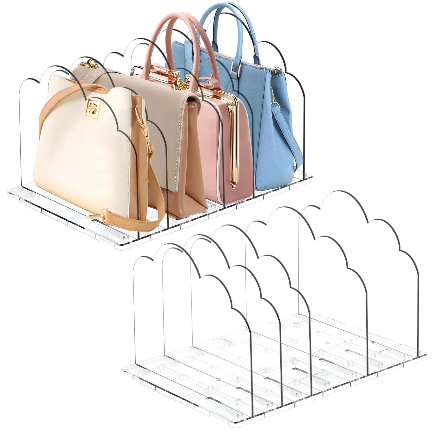 Organizador de Bolsas para Dama, 10 Divisores de Estantes Transparentes para Ropa, Organizador de Closet, Divisor de Estante, Organizadores de Acrilico para Organizar Dormitorios, Cuartos de Estudio