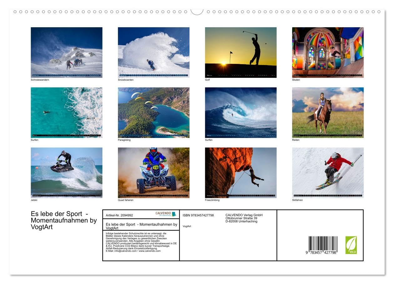Es lebe der Sport - Momentaufnahmen by VogtArt (hochwertiger Premium Wandkalender 2026 DIN A2 quer), Kunstdruck in Hochglanz: Sport und Spaß in spektakulären Fotos!