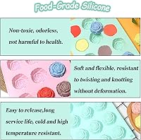 Vista 3 de Flower Silicone Molds 2Pcs Rose Silicone Molds 15-Cavities Food Grade Non-Stick Flower Candy Mold Rose Ice Cube Fondant Mold for Baking Jelly Cake