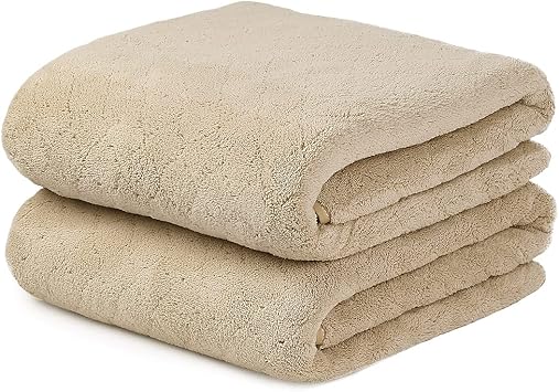 JML Microfiber Bath Towels, Coral Fleece - Camel, 30 in x 60 in