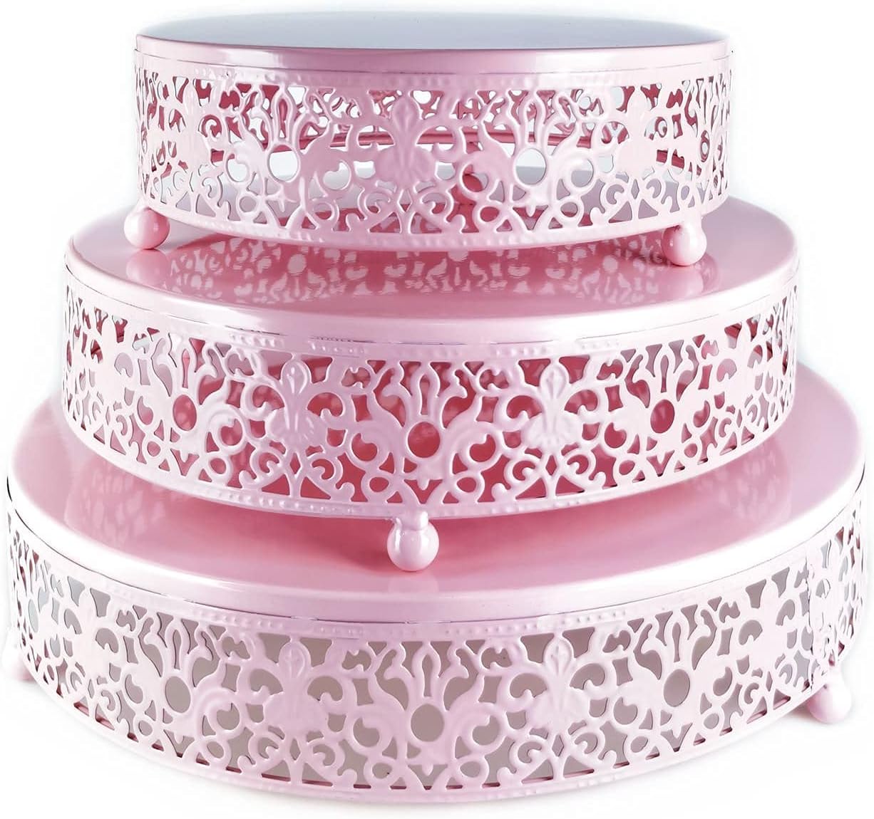 Eidoct 3Piece Cake Stand Set Round Metal Cake Stands, Dessert Display