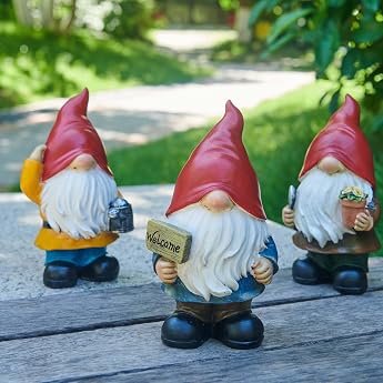 Garden Decoration, Garden Gnome Figurine, Garden Ornament, Fairy Gardening Figurine, Weather Resistant & Waterproof, Cute Design Decorate Your Garden