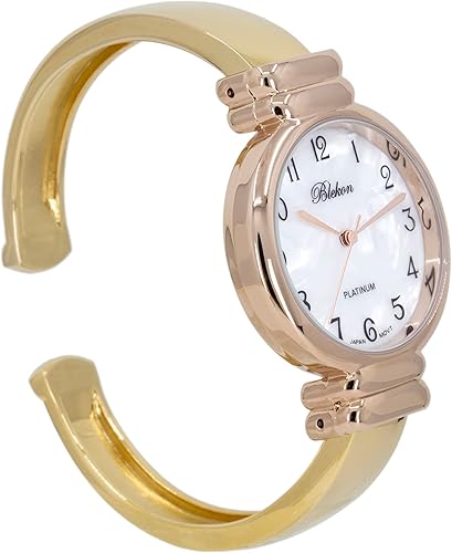 Miniatura 6 de Blekon Reloj de pulsera original de madreperla para mujer con caja de 1.220 in, movimiento de cuarzo japonés, con bisagras de metal, estilo