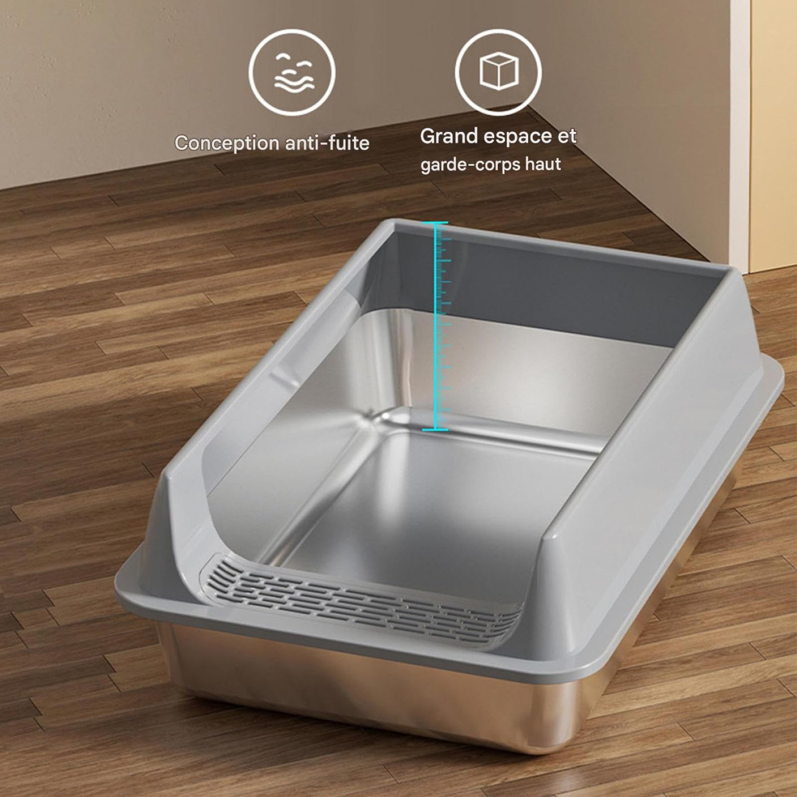de para Gatos Bandeja con para Mascotas Antisalpicaduras | Bandeja para Gatos Antisalpicaduras Semicerrada con Recogedor para Dormitorio, Apartamento, Salón