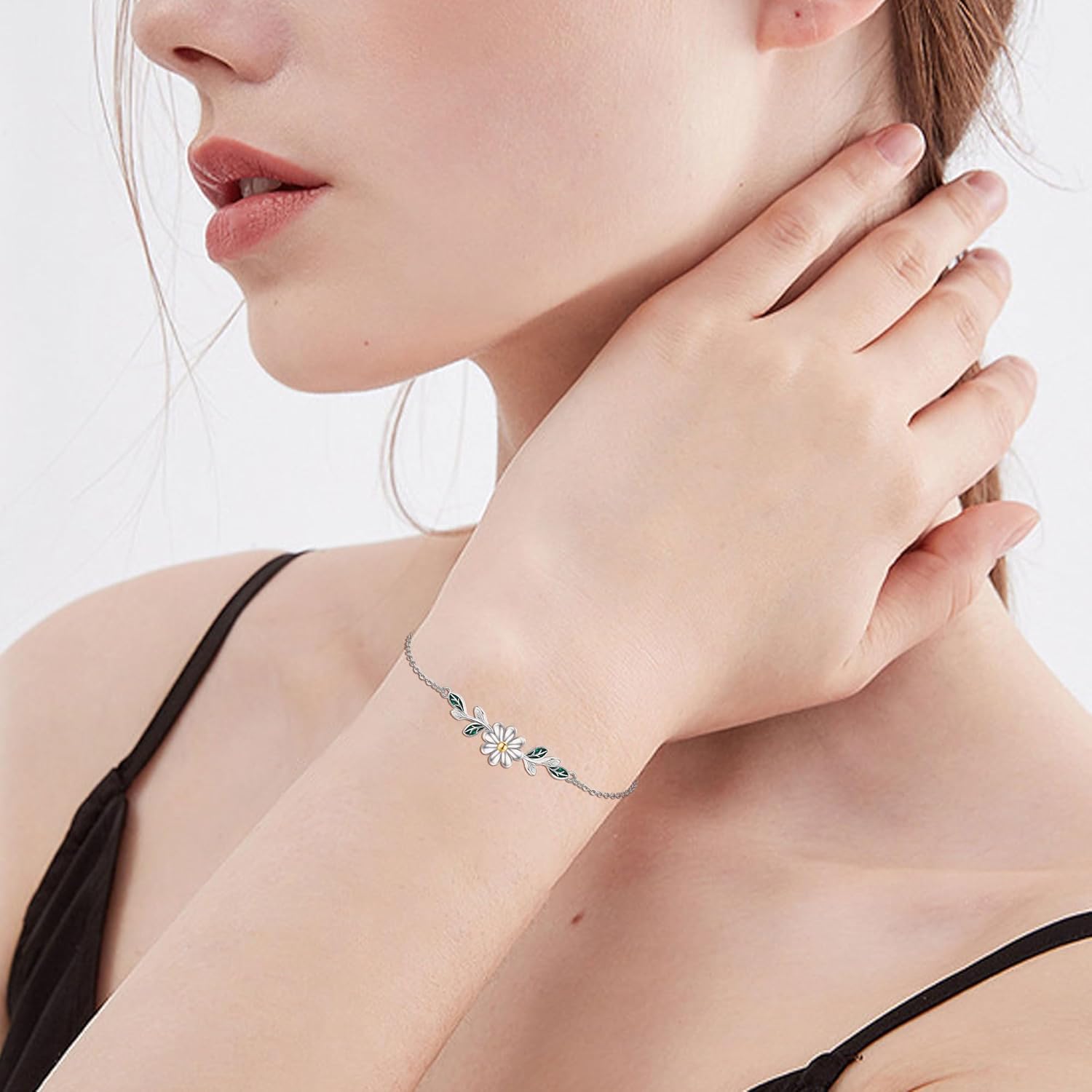 Daisy Bracelet 925 Sterling Silver Leaf Bracelets Flower Jewelry Daisy Bracelets For Women Daisy Lovers Mom Wife - Image 6