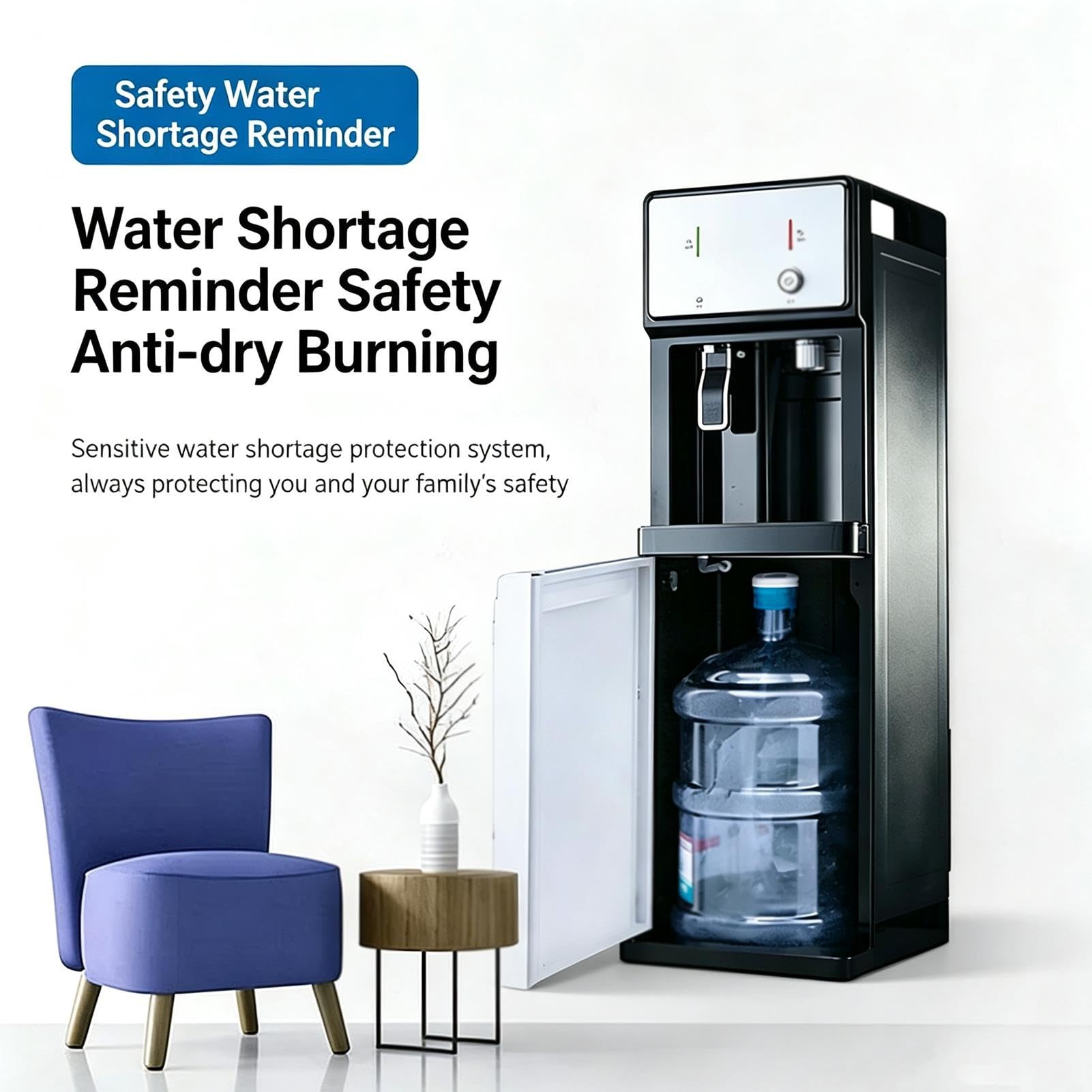 Dispenser acqua, Erogatore Acqua Fredda Calda e Ambiente, 3 temperature, Refrigeratore d'acqua con caricamento dal basso per case, uffici, palestre e altri spazi commerciali