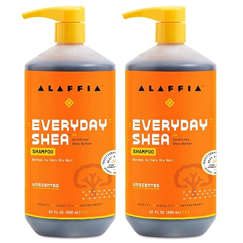 Alaffia EveryDay - Champú de karité de limpieza suave para cabello normal a seco hecho con manteca de karité sin refinar sin parabenos ni ftalatos