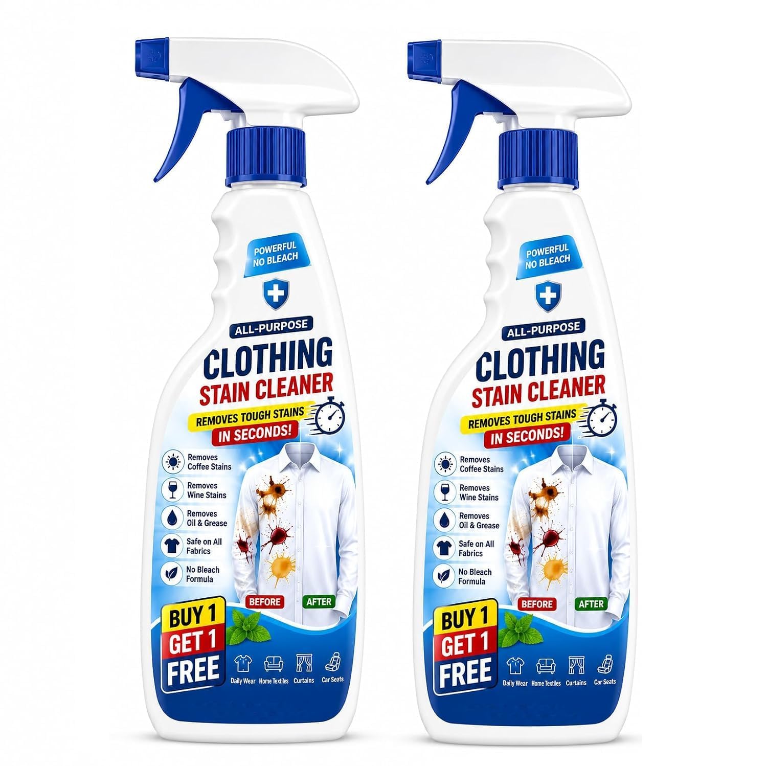 fabric cleaning spray for clothes & household textiles bleach-free stain remover spray fast-acting fabric cleaner for sofa, curtains, upholstery, carpets & garments bleach formula (pack of 2)