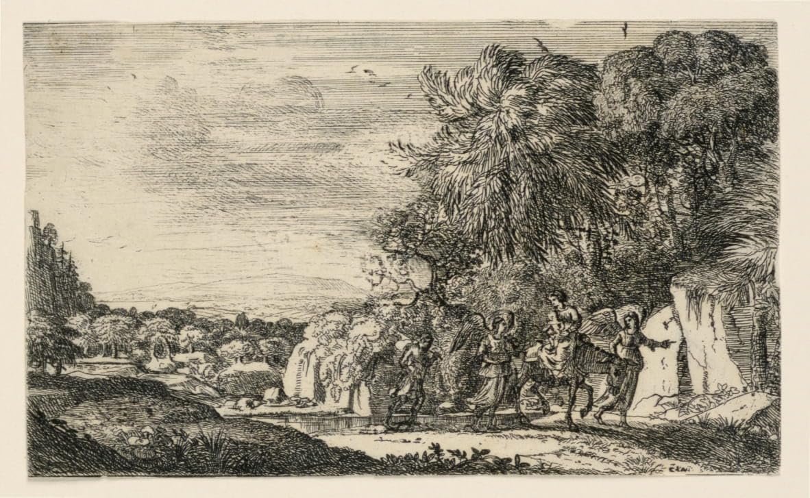 Tableau Fuite en Egypte Claude Lorrain impression sur toile format 60x90cm