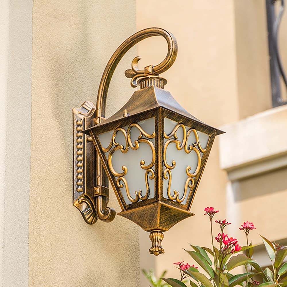 VDOQTLJT Glass Lantern Wall Sconce Light V-intage Outdoor Waterproof Rustproof Lamp Outside Decoration Aluminum Metal Compatible with Corridor Villa Patio Garden Chandelier Ceiling Fixt