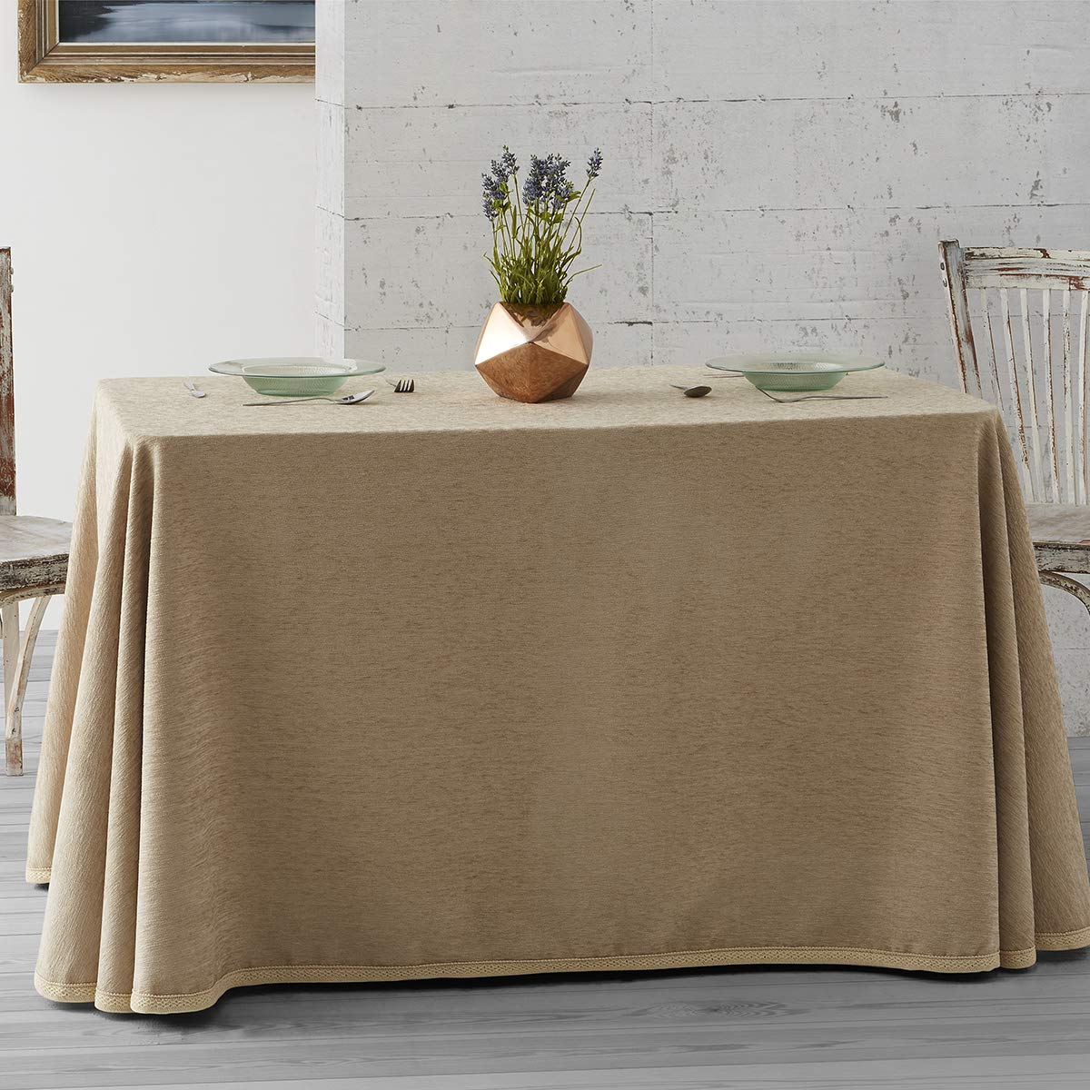 Lanovenanube Jupe De Table Rectangulaire Pour L'hiver Gris 80