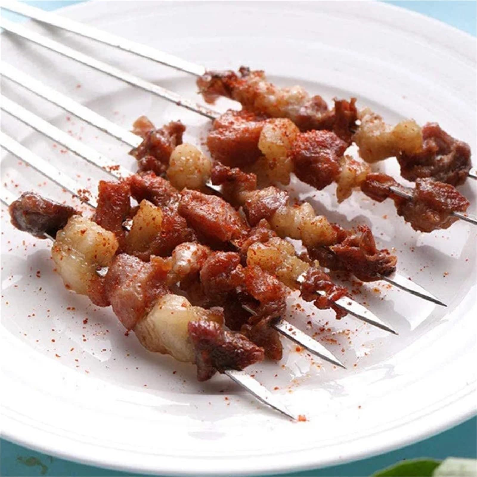 50 Uds. Brocheta de barbacoa acero inoxidable, brochetas reutilizables for, palo hierro for Kebab for acampar al aire libre, utensilios for pícnic, cocina 35cm para Barbacoa