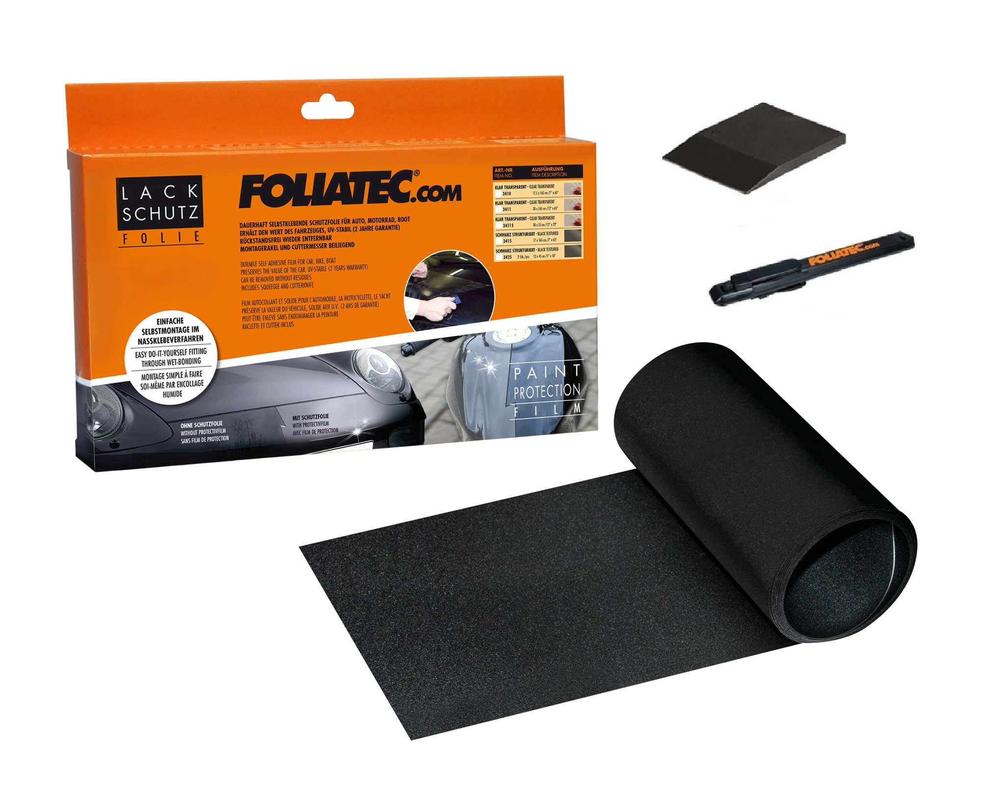 FOLIATEC FT3415 Paint Protection Film, 17 x 165 cm, Black