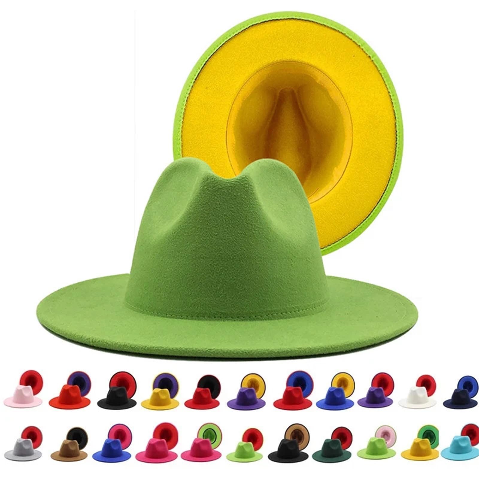 Klassische Fedora-Hüte, Wollfilz, Fedora-Hut, breite Krempe, Jazz-Partyhut für Damen und Herren, Herbst und Winter