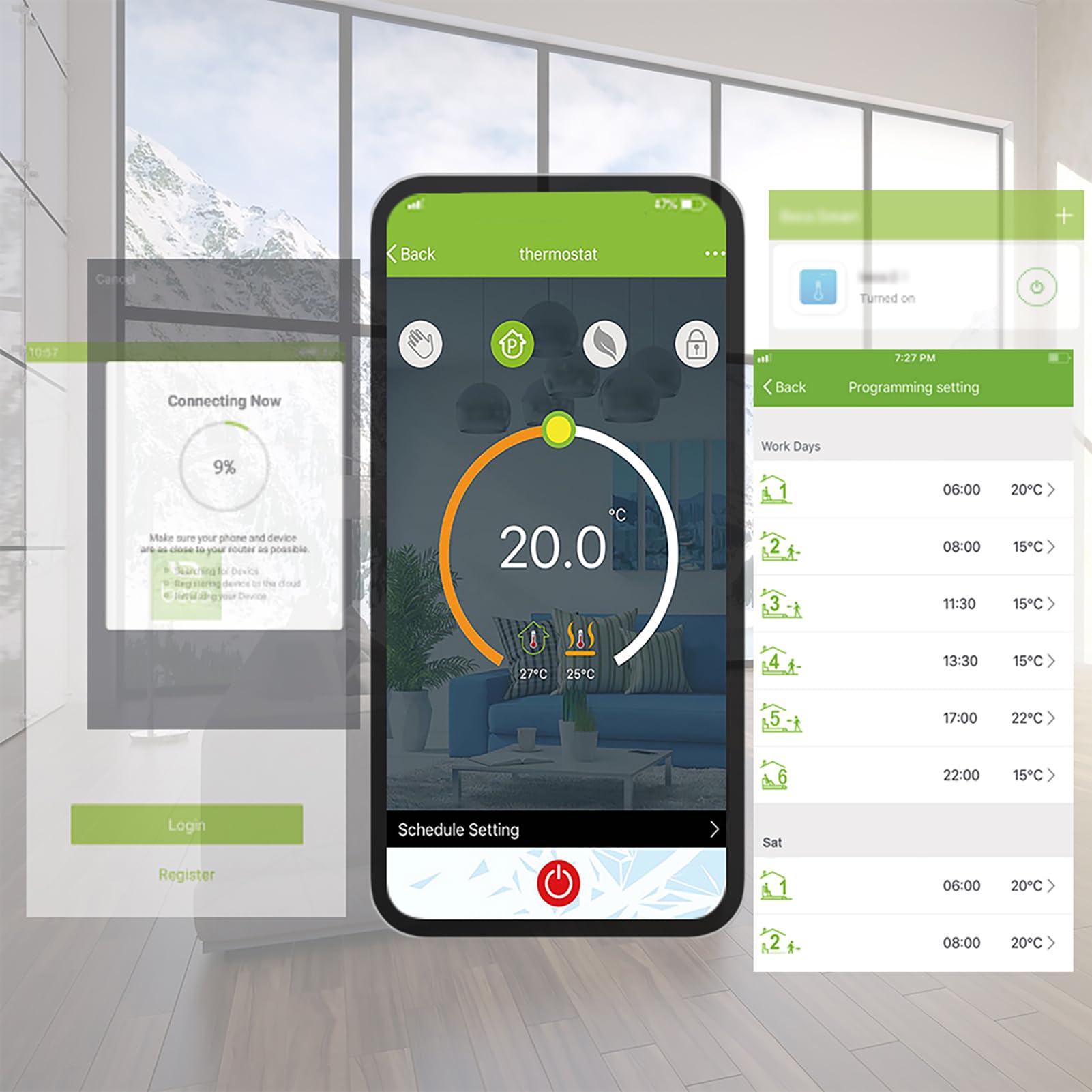 HUIOP 95-240V Wi-FI de Chauffage électrique programmable de température Contrôle de l'application vocale Rétro-éclairage LCD Thermoregulator de Chauffage électrique