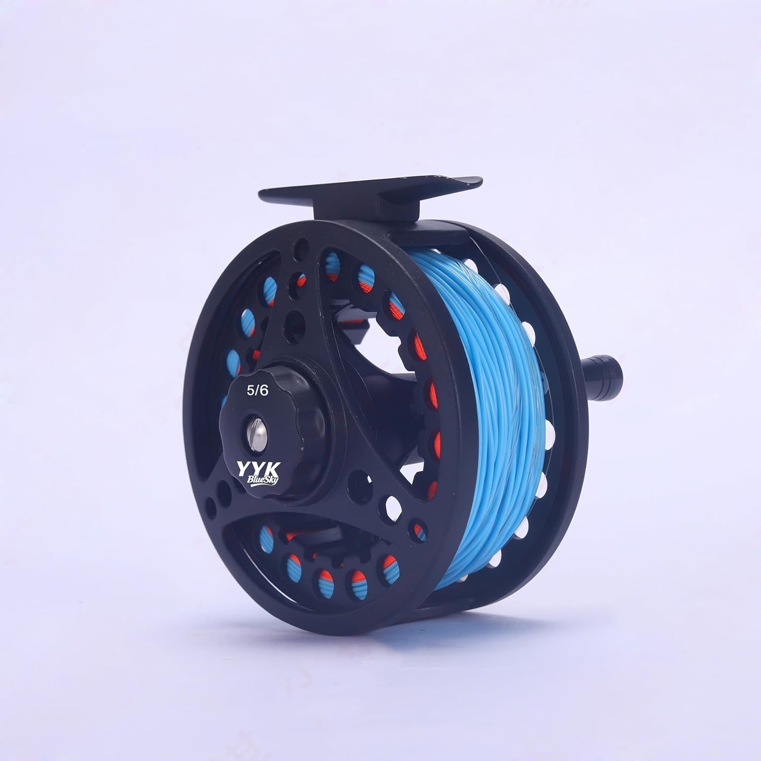 YYKBlueSky 5/6 Weight Fly Fishing Reel, Die-Cast Aluminum/Plastic Frame Optional, Smooth Drag System, Lightweight, Pre-Loaded Line(Including WF5F Fly Floating line+20LBS Backing line+4X Taper Leader)