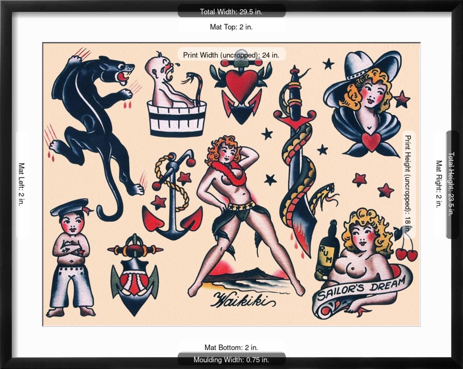 Amazon.com: ART.COM Wall Art Print Sailor Tattoo Flash by Norman