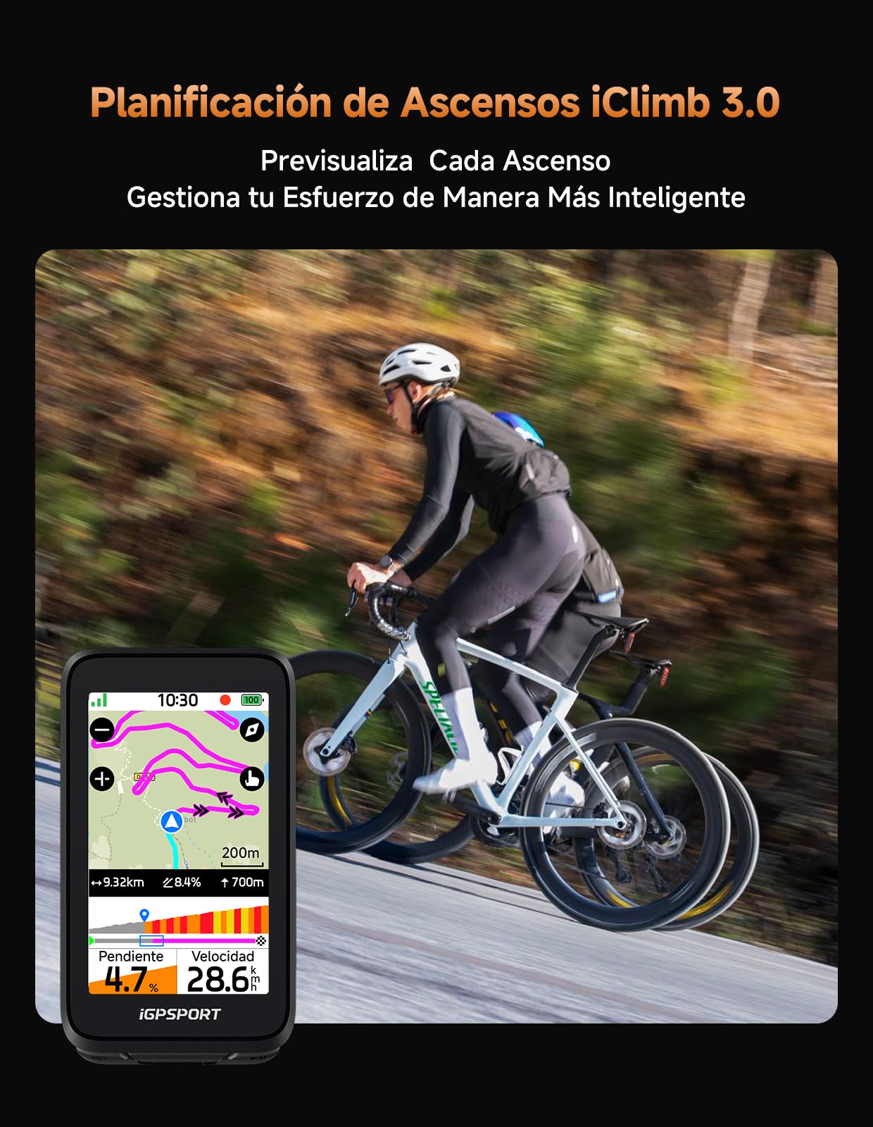 iGPSPORT BiNavi Air GPS Bicicleta,Pantalla Táctil HD 3”, iClimb 3.0, Ciclismo Virtual,Predicción Giro Segura,30h