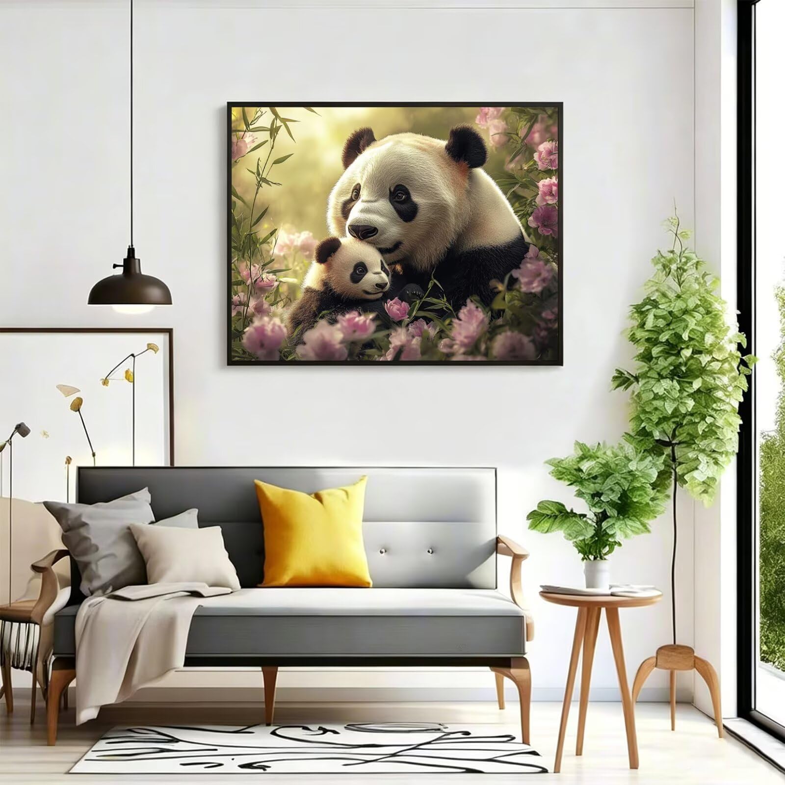 Pintar por Numeros panda Pinturas Acrilicas flor Pintura por Numeros Adultos DIY Lienzos para Pintar, Pintura Acrilica Manualidades, Decoración para Hogar, Regalos Cumpleaños, 90x120cm Sin Marco q-902
