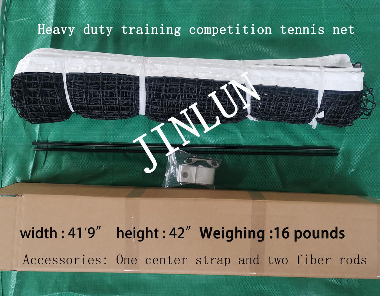 JINLUN Standard-Tennisnetz, robustes Outdoor-Tennisnetz, 12,7 m breit, 1,07 m hoch, HDPE-Netz, Schwarz