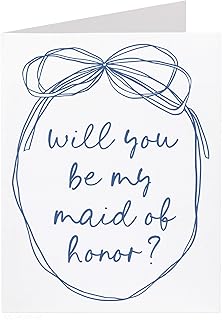 Maid of Honor proposal card. Will you be my maid of honor. Blue. For Bridal Party. Wedding. One card. (Maid of Honor)