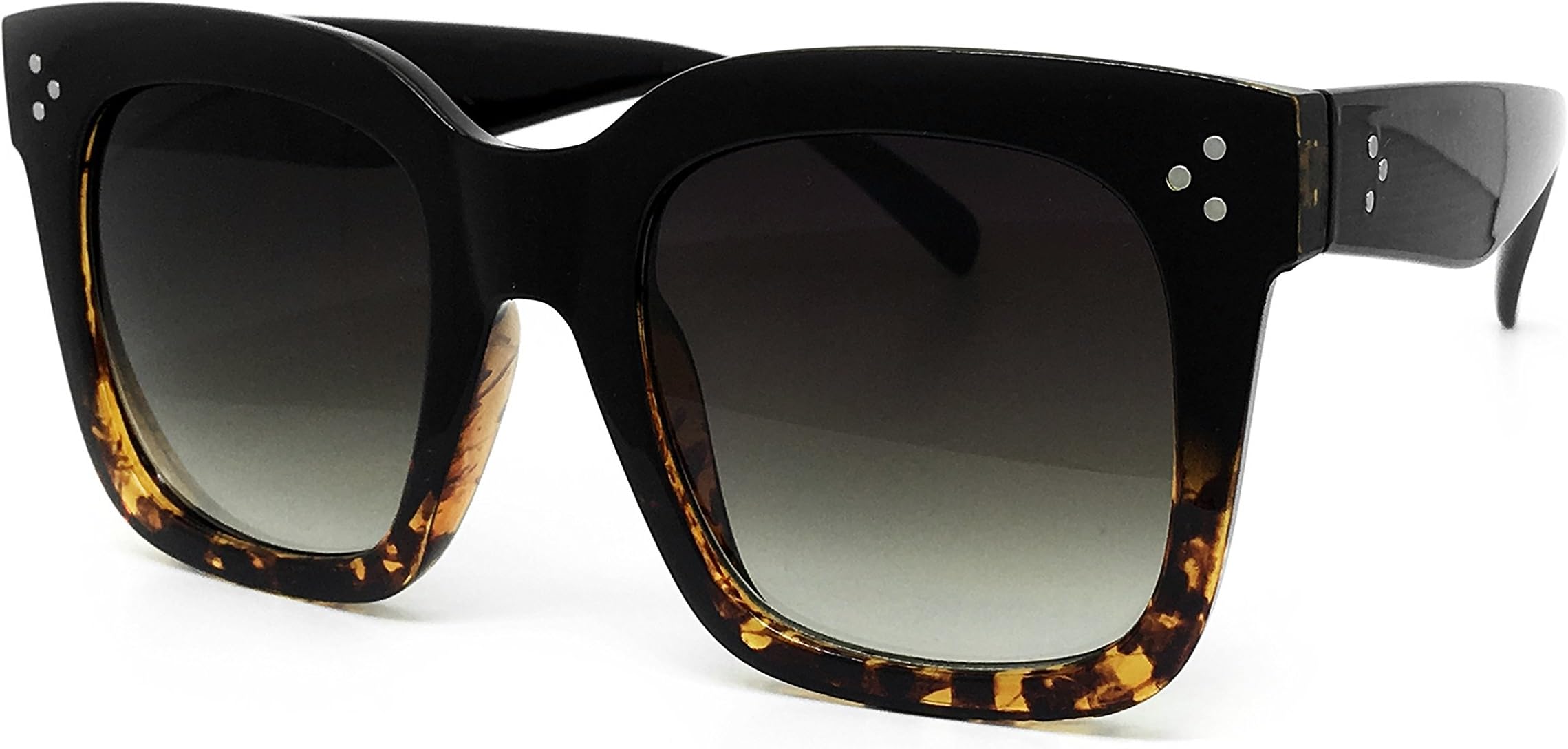 1762 Premium Oversize XXL Women Men Havana Tilda Shadow Style Fashion Sunglasses (BLACK BROWN, 56)