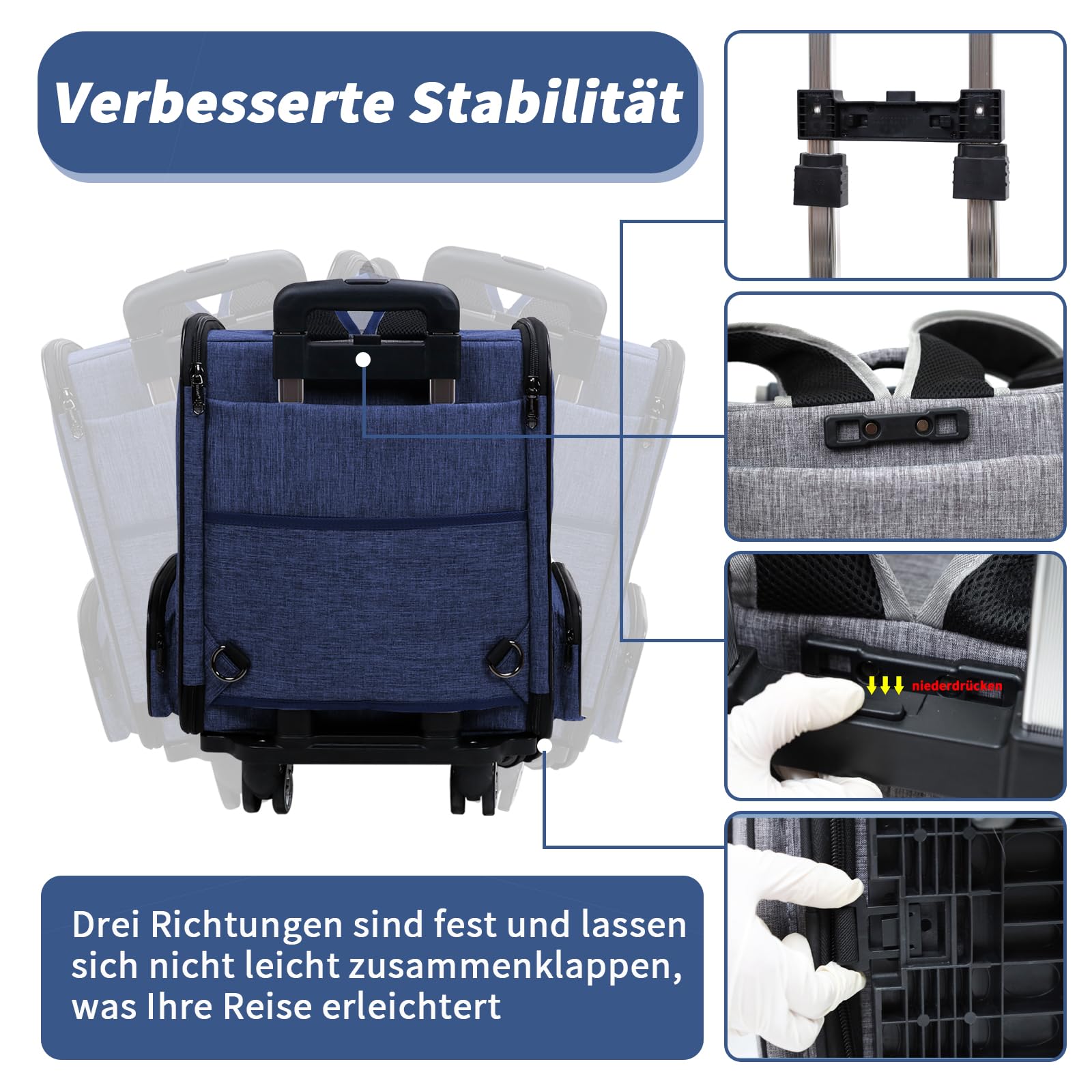 Katzen Trolley für Katzen bis 4 kg, Blau