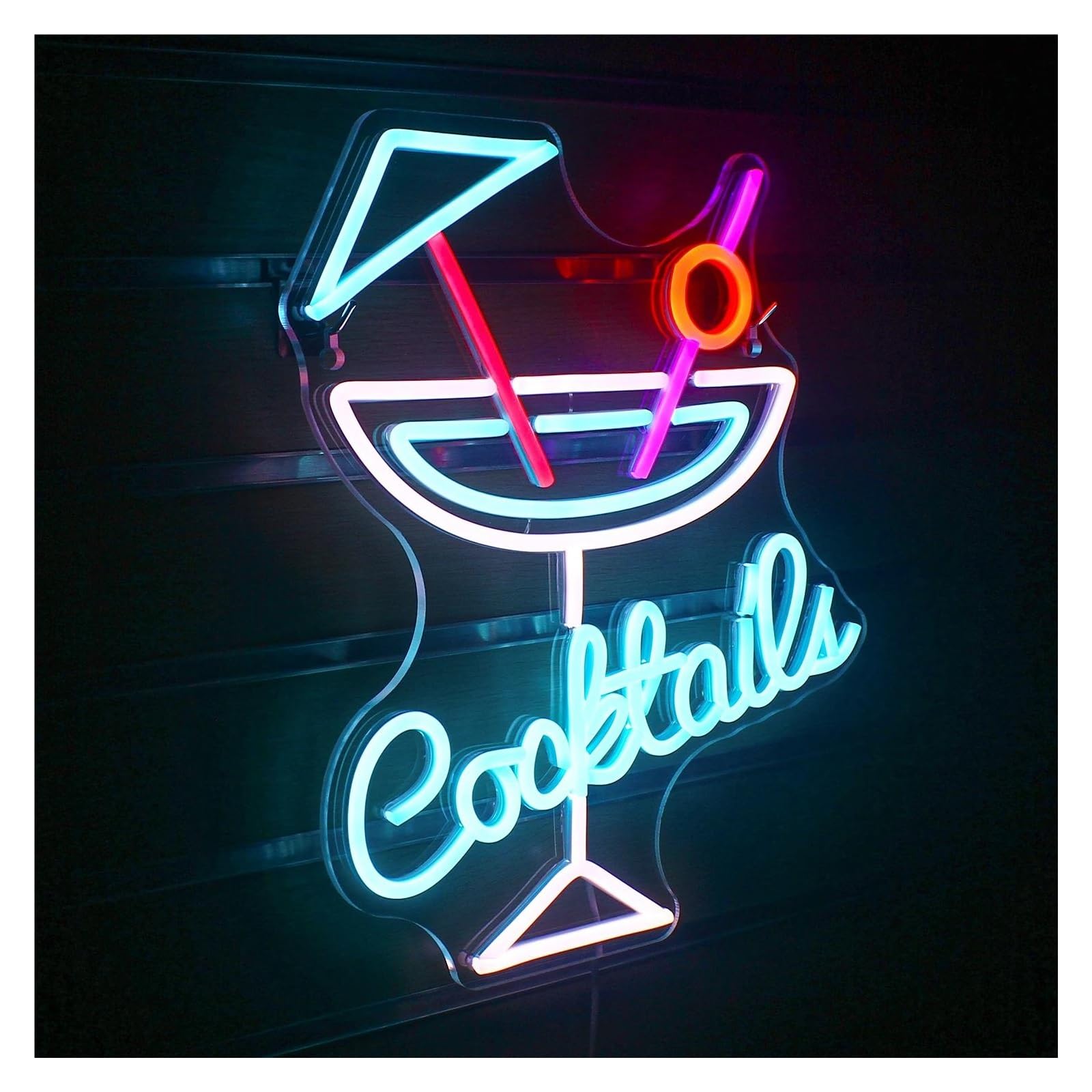 Luces de neón Letrero De Neón Para Cócteles, Alimentado Por USB, Para Bar, Club, Cafetería, Tienda, Fiesta, Decoración De Pared, 32.5x38.5cm