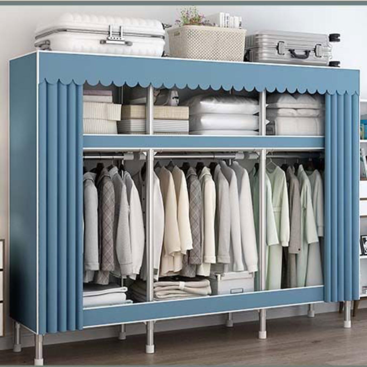 Armario plegable de tela para dormitorio vestidor con perchero estable