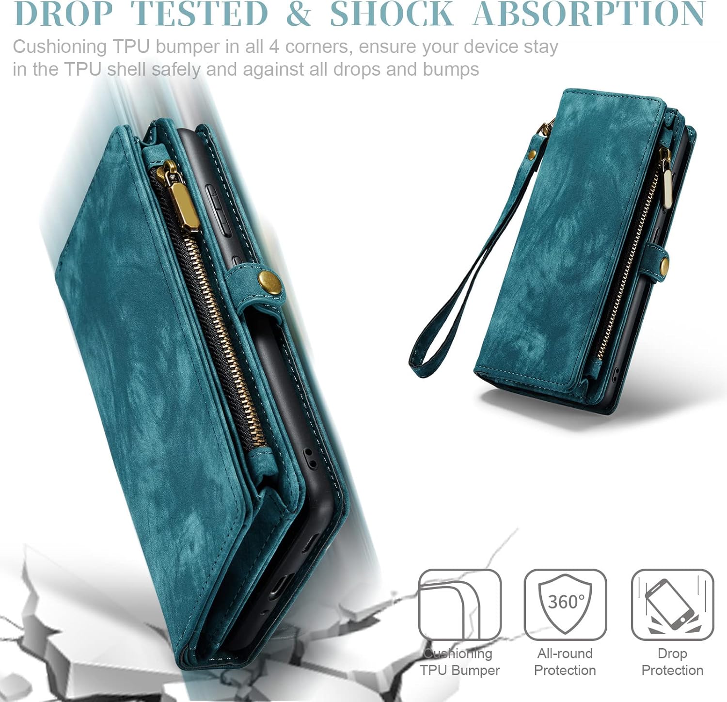 Asuwish Phone Case for Samsung Galaxy S20 Glaxay S 20 5G UW 6.2 inch Zipper Wallet Detachable Cover with Tempered Glass Screen Protector and Leather Flip Card Holder Cell Gaxaly 20S G5 Women Men Blue