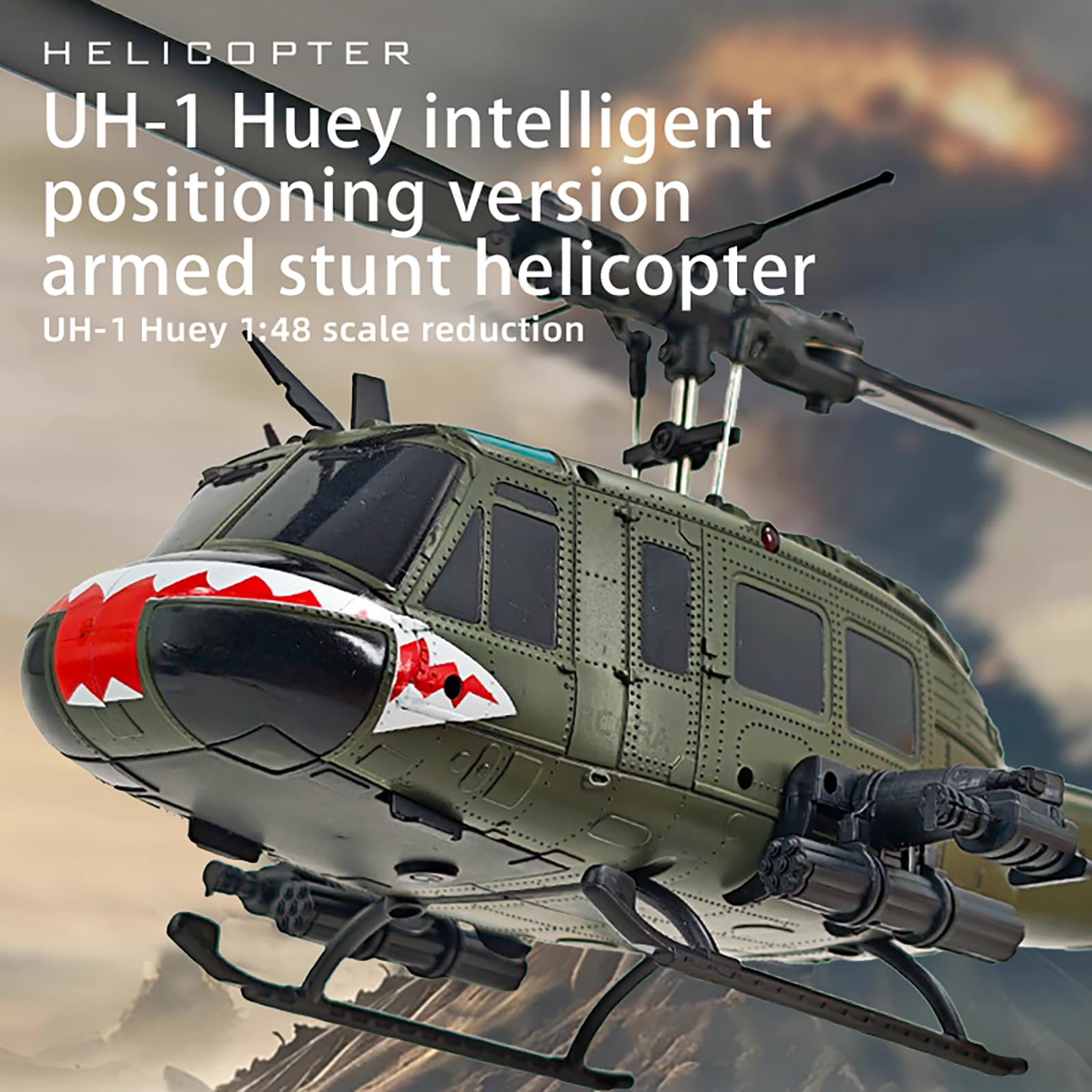 315 mm UH-1 ferngesteuerter Hubschrauber Flugzeug für Erwachsene Expert 6CH C032 Höhenhaltung Bürstenloser Motor Optische Flusspositionierung Fliegen kopfüber 3D Rolling Hobby RC Heli (RTF