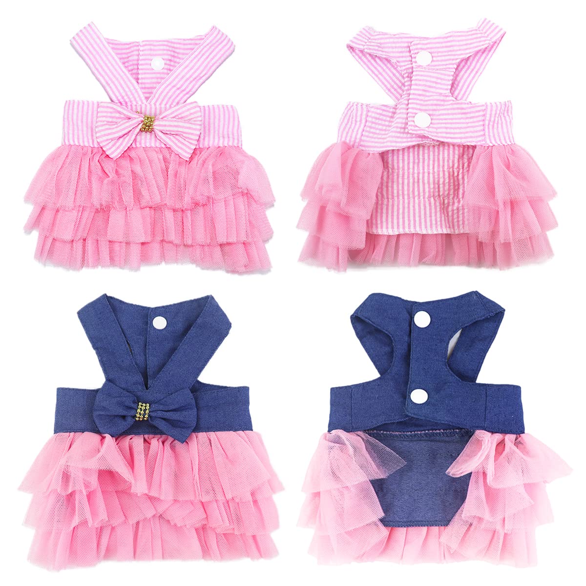 Süßes Kaninchenkleid Im Streifen-Design – Niedliches Haustierkleid Für Katzen, Hunde & Kleintiere (Rosa, Größe M)