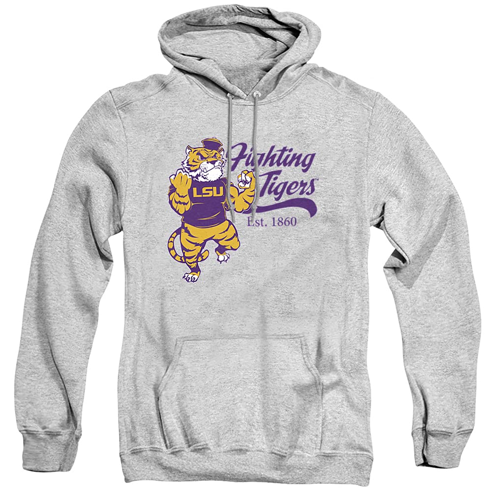 Louisiana State University LSU Official Mike The Fighting Tiger Unisex Adult Pull-Over Hoodie,Athletic Heather, X-Large