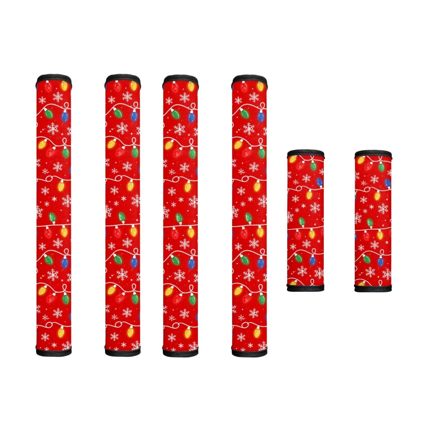 6 Pcs Refrigerator Microwave Door Handle Covers Electrical Appliances Handle Protector Keep Clean and Protected from Oil Stains, Fingerprints, Liquids, Christmas String Light Red