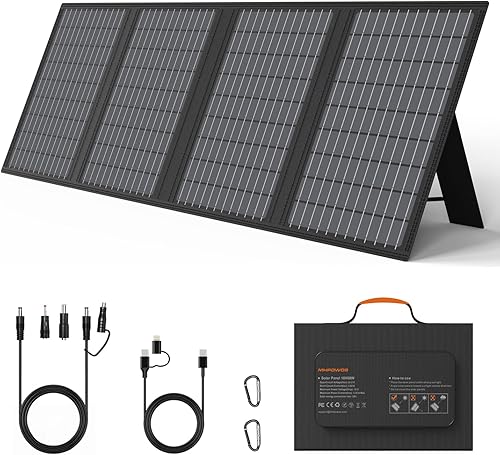 Cargador de paneles solares portátiles de 60 W con salidas USB-C, USB-A y CC, panel solar impermeable IP67 plegable para camping, senderismo,
