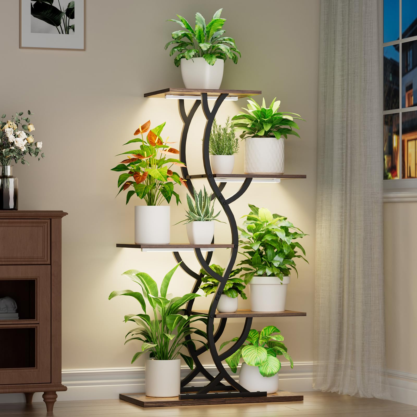 EVAWOO Curve 5-Tier Plant Stand with Grow Lights