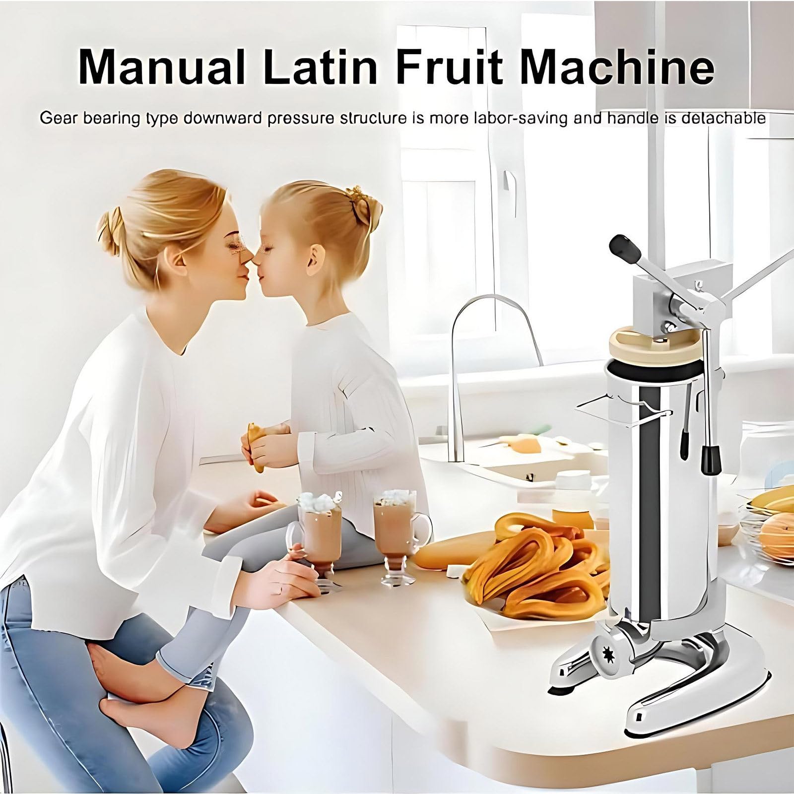 Churros Maker - Extrusora de masa manual de acero inoxidable resistente para auténticos churros crujientes, ideal para restaurantes, panaderías y uso doméstico