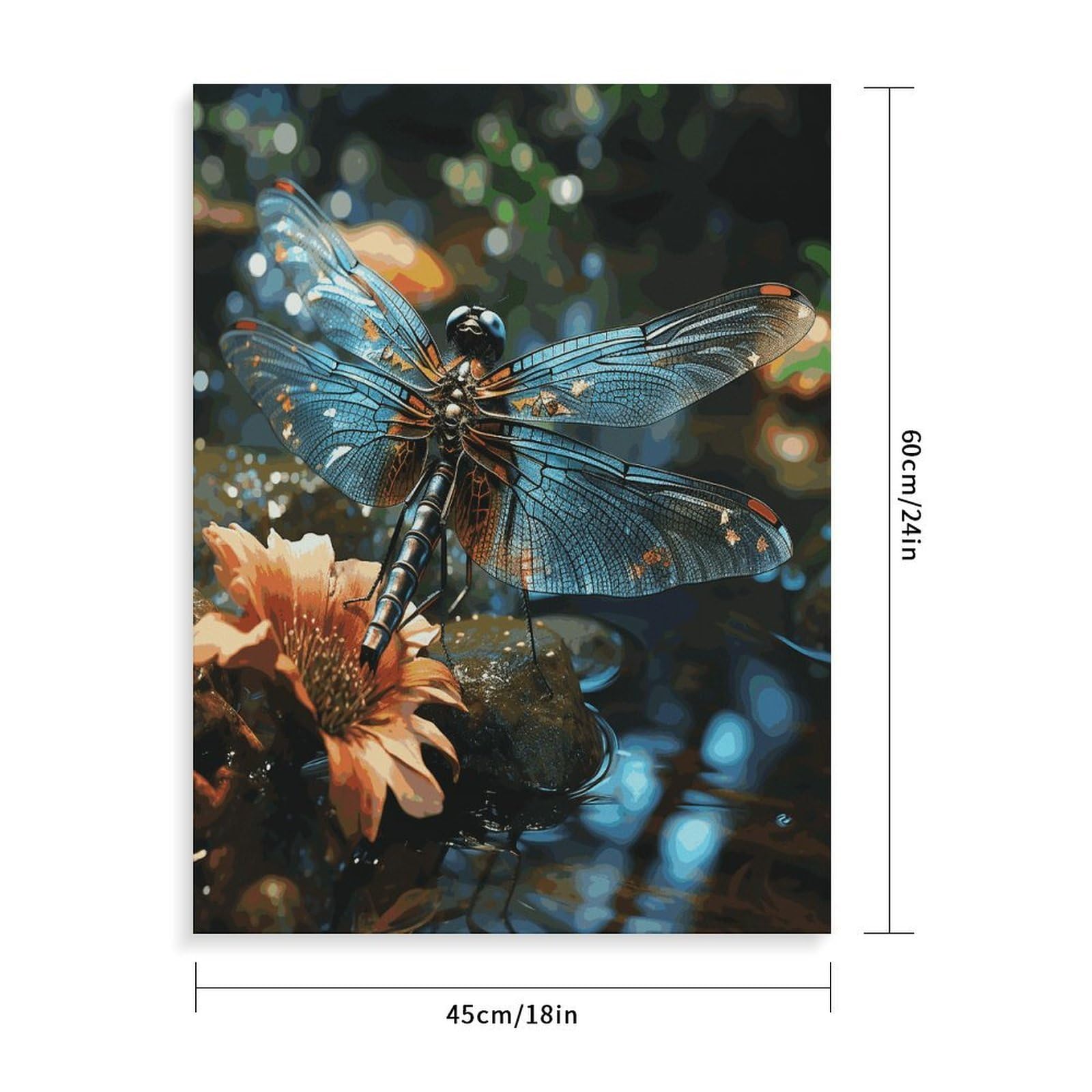 LPAGBCNU Malen nach Zahlen für Erwachsene, Anfänger, Erwachsene, Libelle, fliegt auf dem Teich, Malen-nach-Zahlen-Set auf Leinwand, DIY-Acryl-Ölfarben, Gemälde mit Pinseln als Geschenk, Wanddekoration