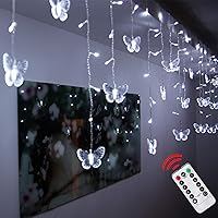 Vista 9 de Decorman Luces de Cortina de Mariposas, 4.9 pies, 48 Luces de Hadas LED USB para Ventana, 10 Mariposas, 8 Modos, Luces de Cadena con Parpadeo