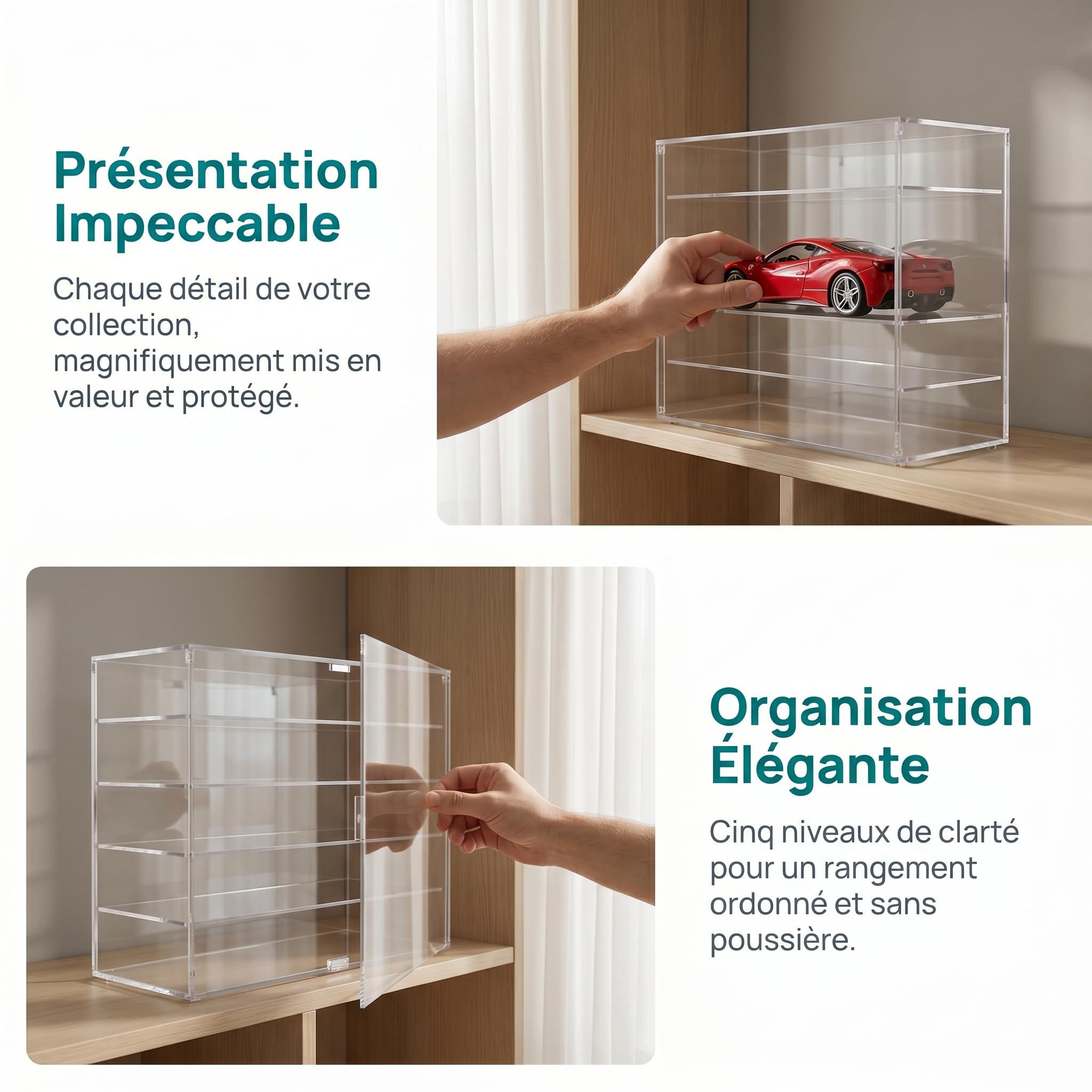 Alasum Vitrine Murale pour Voitures Miniatures Organisateur De Vitrine À Plusieurs Niveaux Présentoir Acrylique Transparent pour Modèles Réduits Et Mini-Figurines Rangement Mural 11.81X10.24X1.97In
