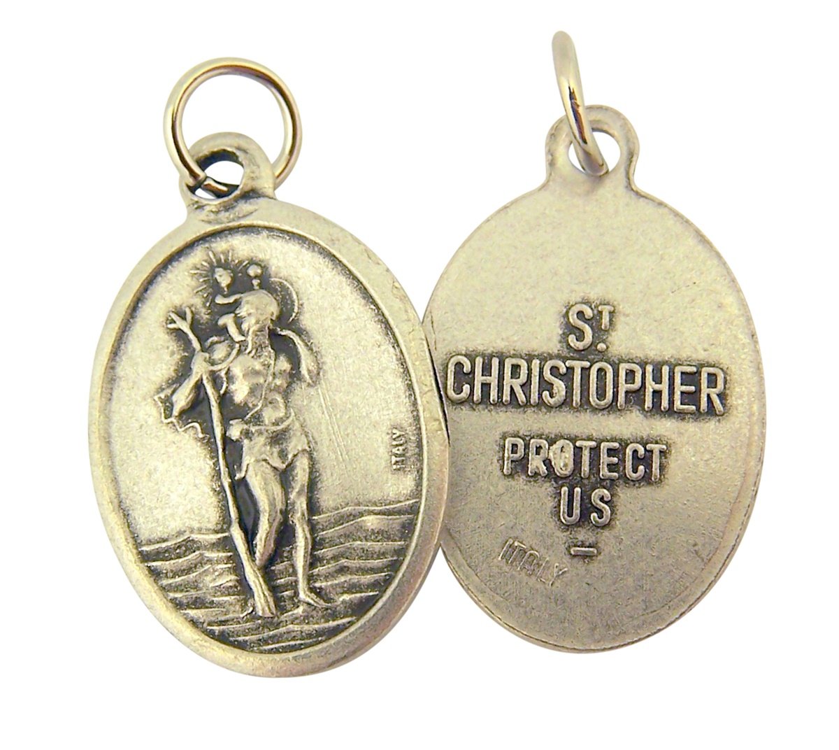 Catholic Patron Saint Medals Silver Toned Base, 1 Inch, Set of 2, Silver — view 6