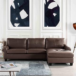 Brown Leather Sectional Sofa Couch with Chaise, Modern Brown L-Shape Wide Chaise Top Grain Leather Sectional Couch Sofa, Lounger Home Furniture Sectionals, Sofas & Couches for Living/Theater Room Sofa - coolthings.us