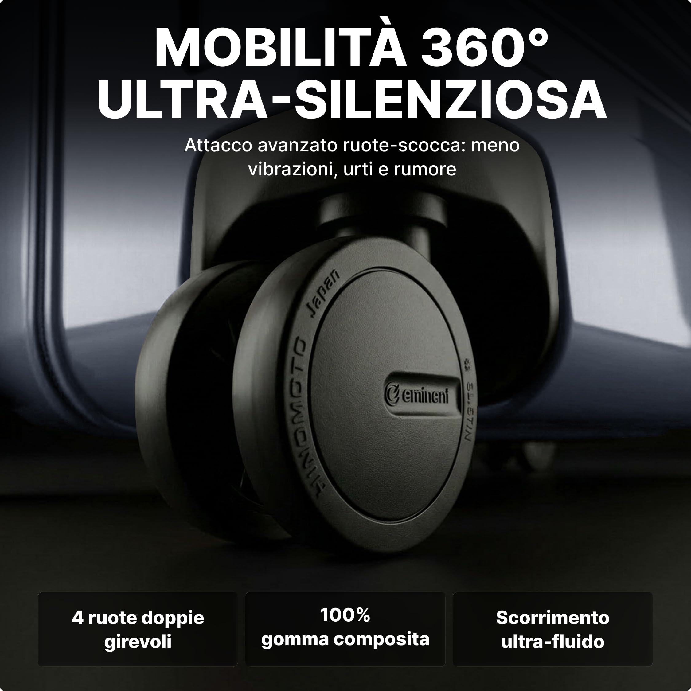 Eminent Voyager Valigia Trolley Bagaglio a Mano 55x40x20, Espandibile | Valigia cabina rigida, policarbonato Makrolon, 2,7 kg, 39L, espandibile 55x40x20/23, lucchetto TSA, 4 ruote, Nero