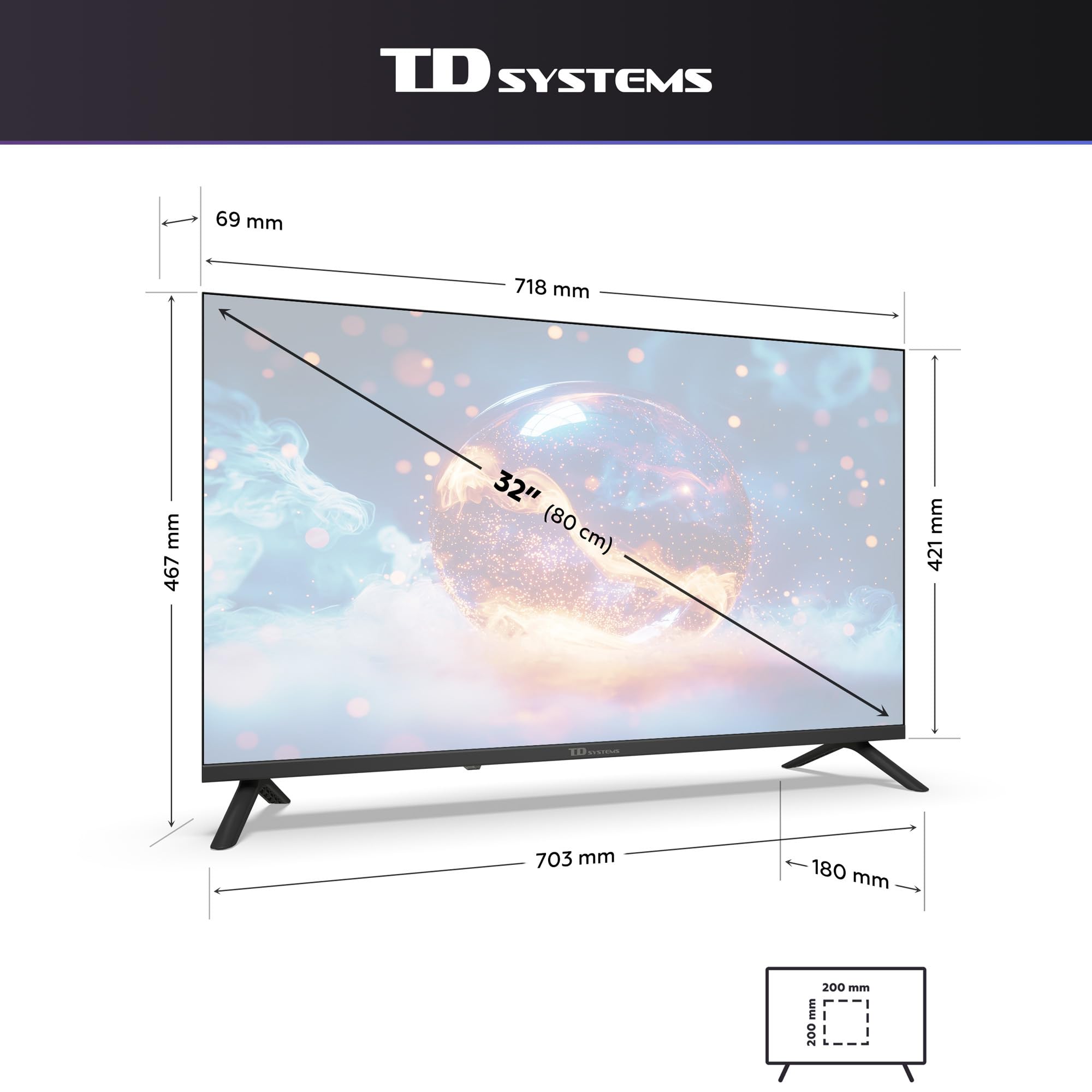 TD Systems - Smart TV 32 Pollici HD con Tizen OS 8.0 Powered by Samsung, Televisore HDR10 con Sintonizzatore Triplo, Televisori 2026 | PRIME32C22TIZEN