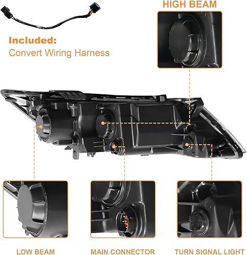 Miniatura 4 de Para 2014 2015 Kia Optima Faros Halógenos Izquierdo del lado del conductor Proyector Negro Carcasa sin DRL (Solo para el modelo estadounidense)