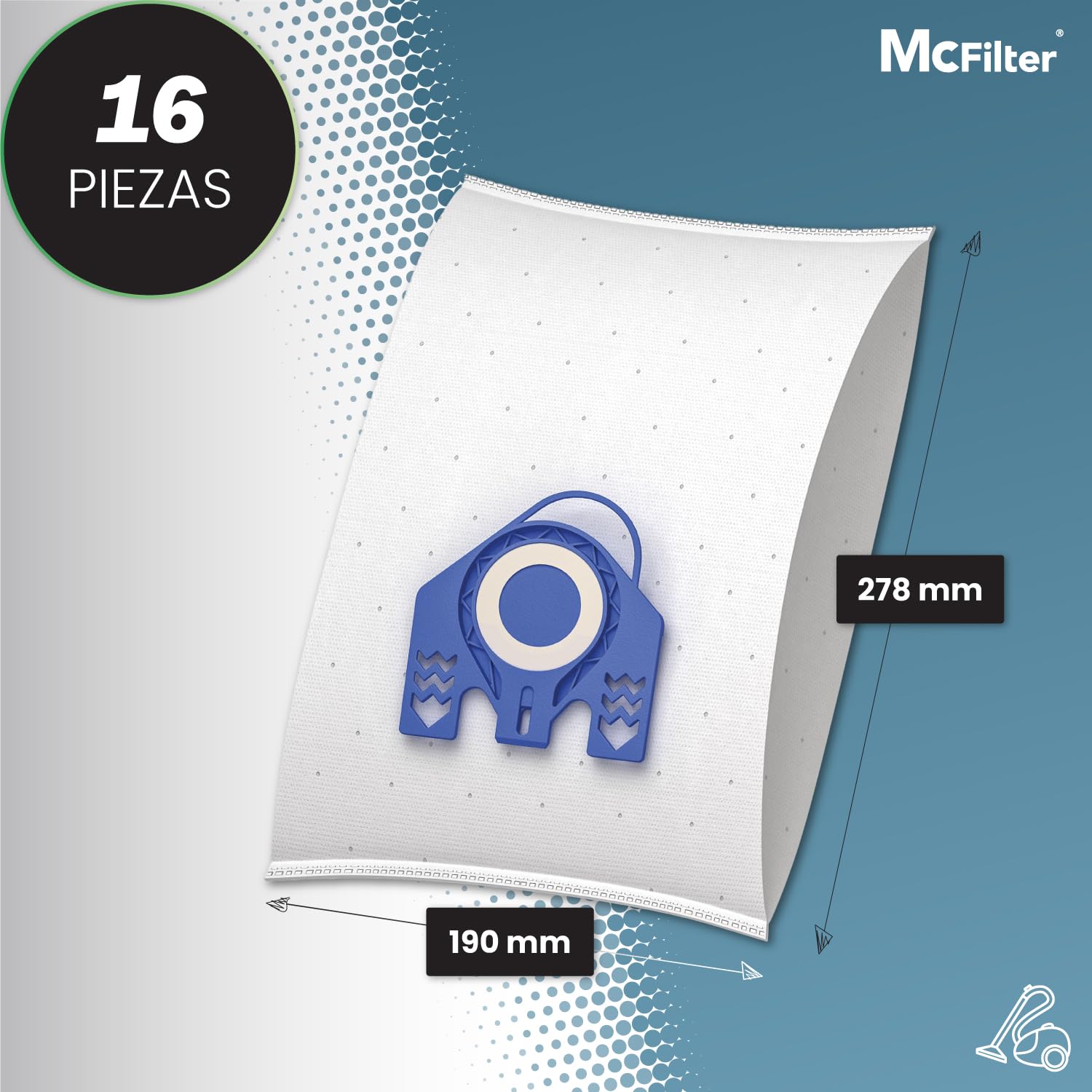 McFilter | 16 bolsas para aspiradora Miele Serie completa C3 | bolsa con 8 filtros | MAXI BOX