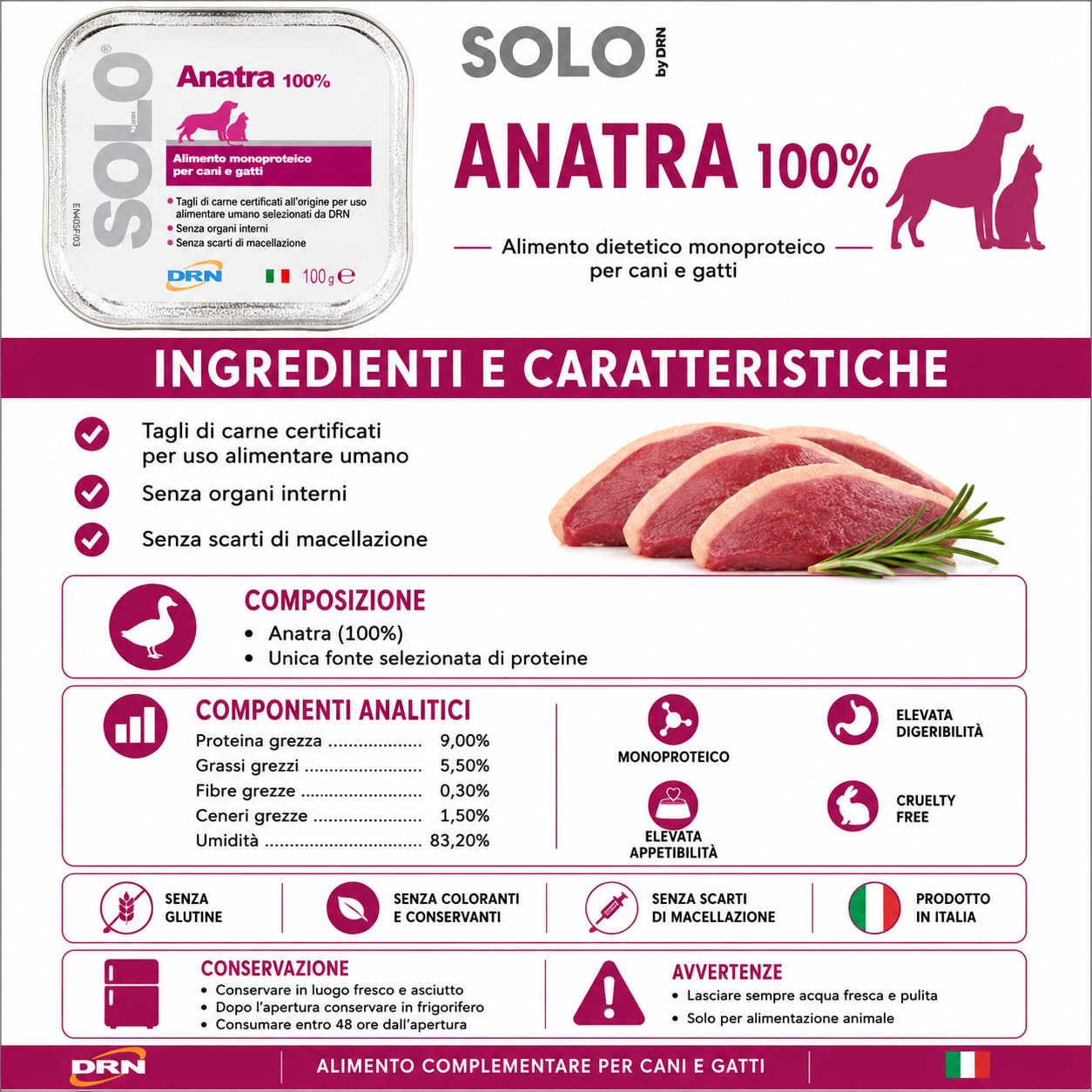 DRN SOLO ANATRA 100 gr - confezione da 32