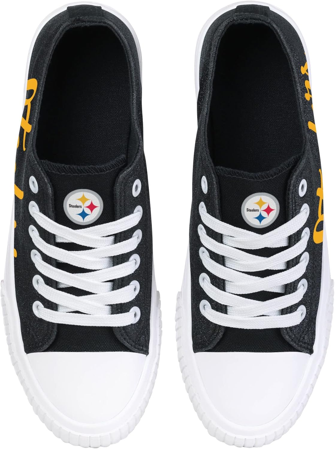 FOCO Womens NFL Team Logo Ladies Fashion Color Glitter Low Top Canvas Sneakers Shoes - Image 4