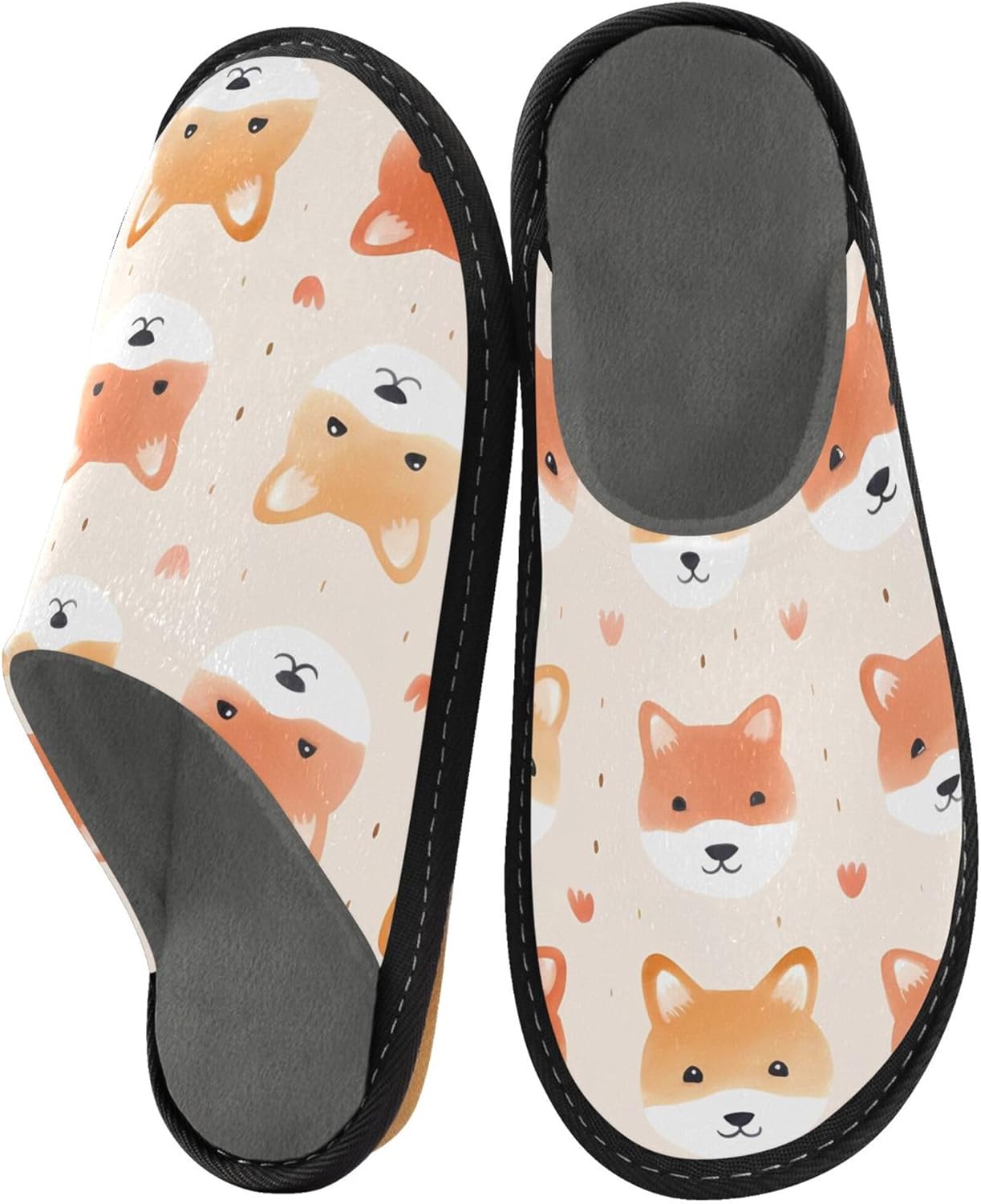 Cute Dog Corgi House Slippers – Cozy Fuzzy Slippers for Guests, Washable & Disposable, Perfect for Shoeless Home, Spa & Hotel Use A111668